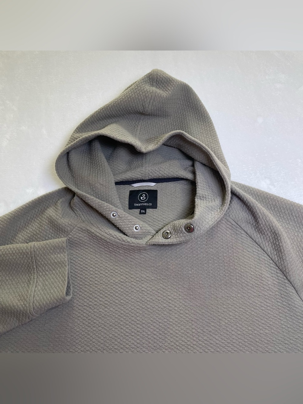 Swannies Golf Mens 2XL Sage Green Waffle Grid Snap Hoodie Pullover